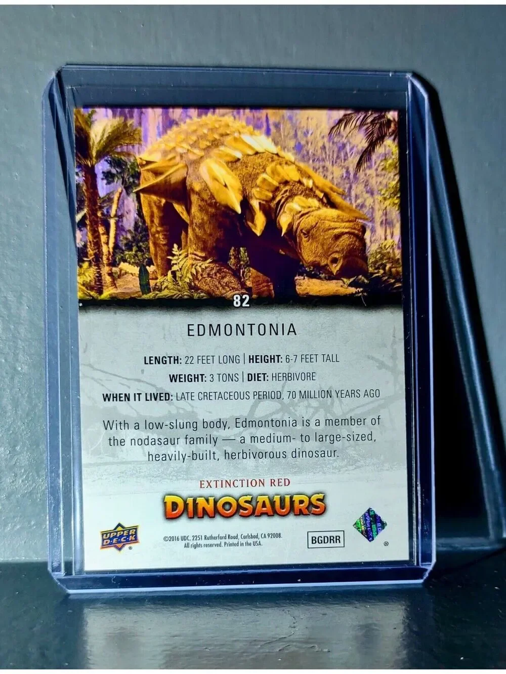 2015 Upper Deck Dinosaurs Edmontonia Extinction Red Parallel #82 Card